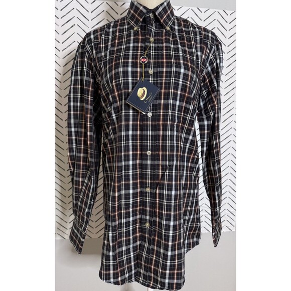 NWT T.Harris London Men's Plaid 100% Cotton Button Down Shirt Size Small - Picture 2 of 9